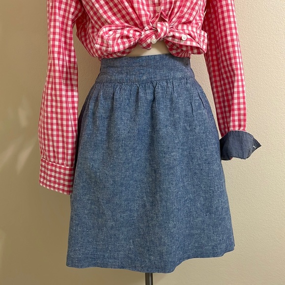 LOFT Dresses & Skirts - LOFT Blue Chambray Skirt Linen Cotton Blend Petite Small